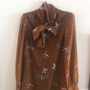 Vero Moda XS scarf big sleeve dress bird print